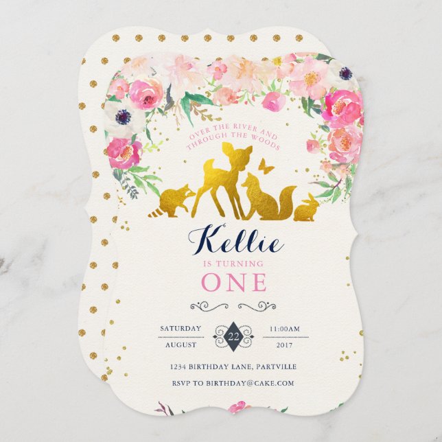 Invitation pour l'anniversaire des bois (Devant / Derrière)