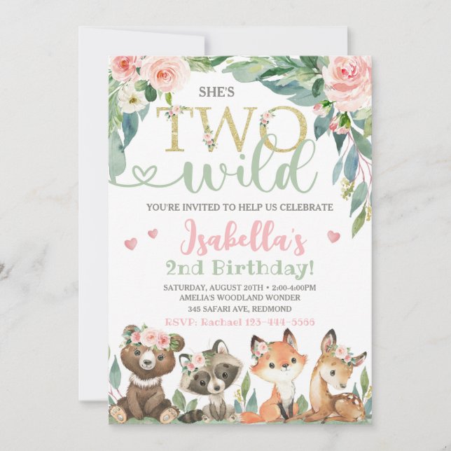 Invitation pour l'anniversaire des bois Deux Invit (Devant)