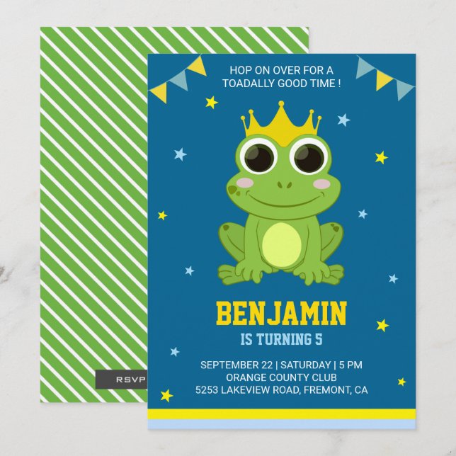 Invitation pour l'anniversaire des enfants avec un (Devant / Derrière)