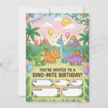 Invitation pour l'anniversaire des enfants Dino-Mi