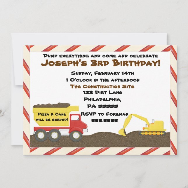 Invitation pour l'anniversaire du camion-citerne (Devant)
