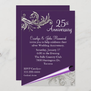 Invitation pour l'anniversaire du Mariage violet e