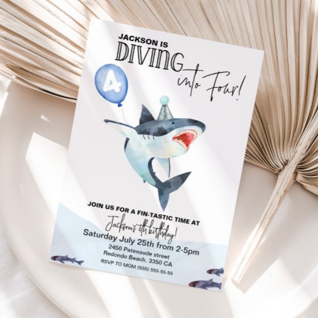 Invitation pour l'anniversaire du requin - Plongez (shark birthday invitation)