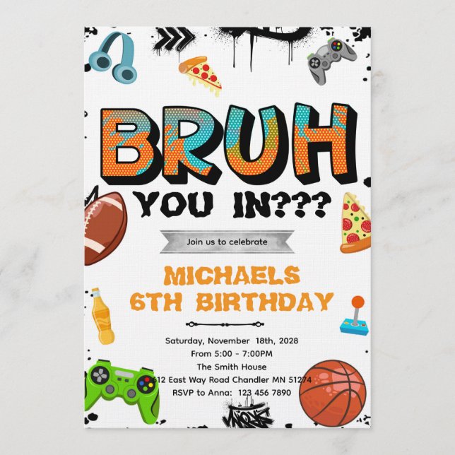 Invitation pour l'anniversaire d'un adolescent Bru (Devant)