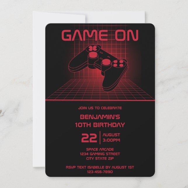 Invitation pour l'anniversaire d'un adolescent jou (Devant)