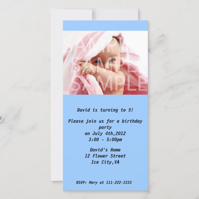 Invitation pour l'anniversaire d'un garçon (Devant)
