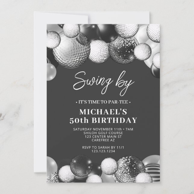 Invitation pour l'anniversaire d'un golfeur mascul (Devant)