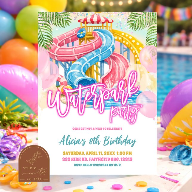 Invitation pour l'anniversaire d'une fille au parc (Créateur téléchargé)