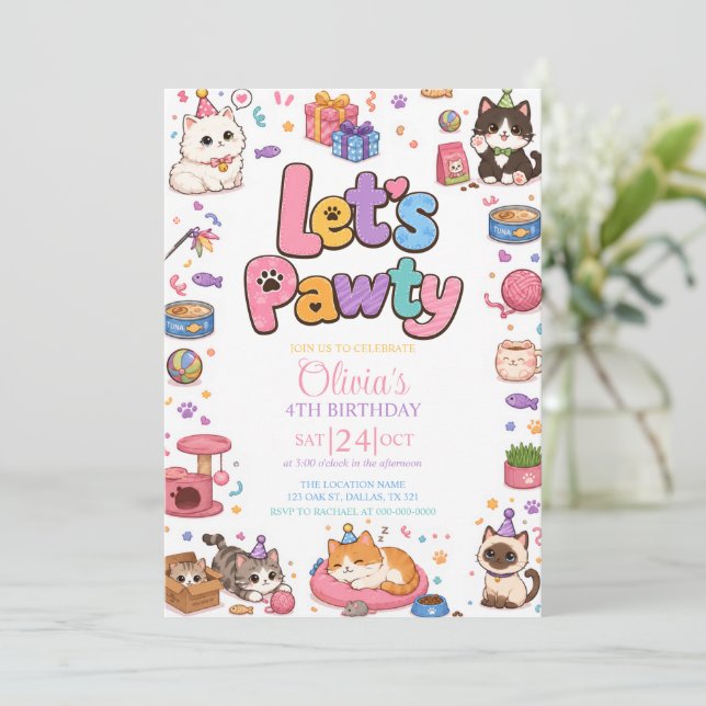 Invitation pour l'anniversaire d'une fille avec un (Debout devant)