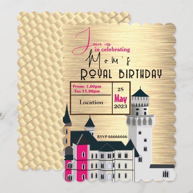 Invitation pour l'anniversaire royal de maman (Devant / Derrière)