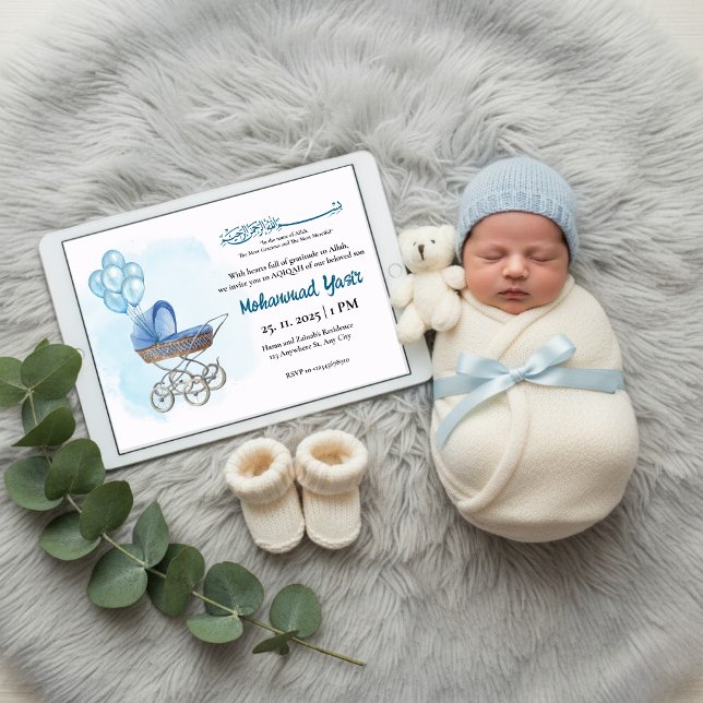 Invitation pour l'Aqiqah de bébé garçon musulman a (Créateur téléchargé)