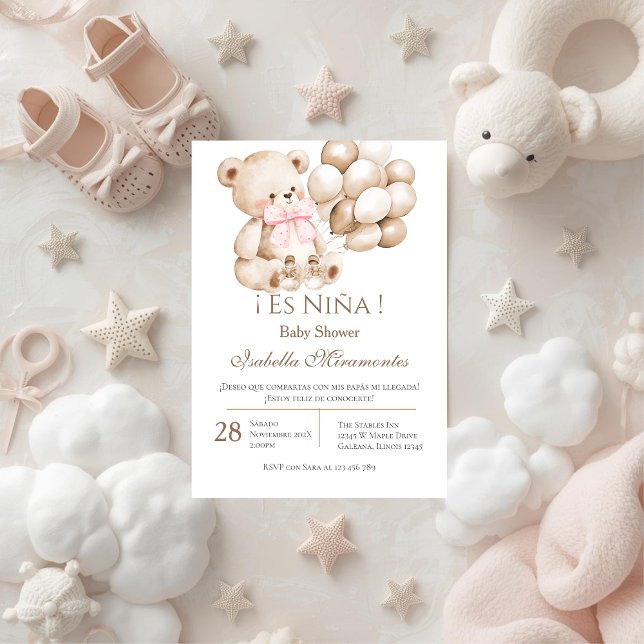 Invitation pour l'arrivée de bébé ourson avec ball (Créateur téléchargé)