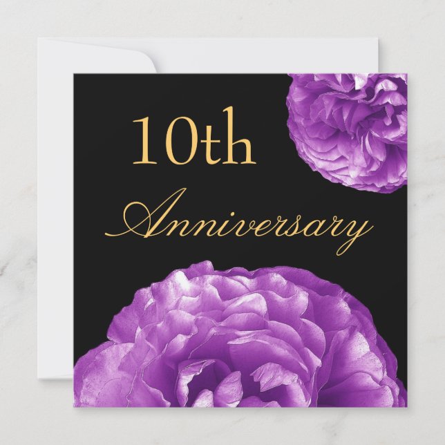 Invitation pour le 10ème Anniversaire - Roses VIOL (Devant)
