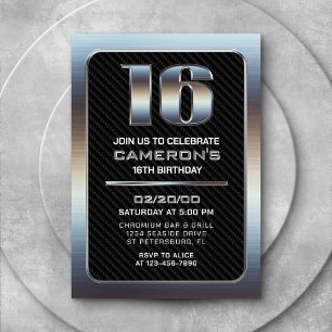 Invitation pour le 16e anniversaire du garçon