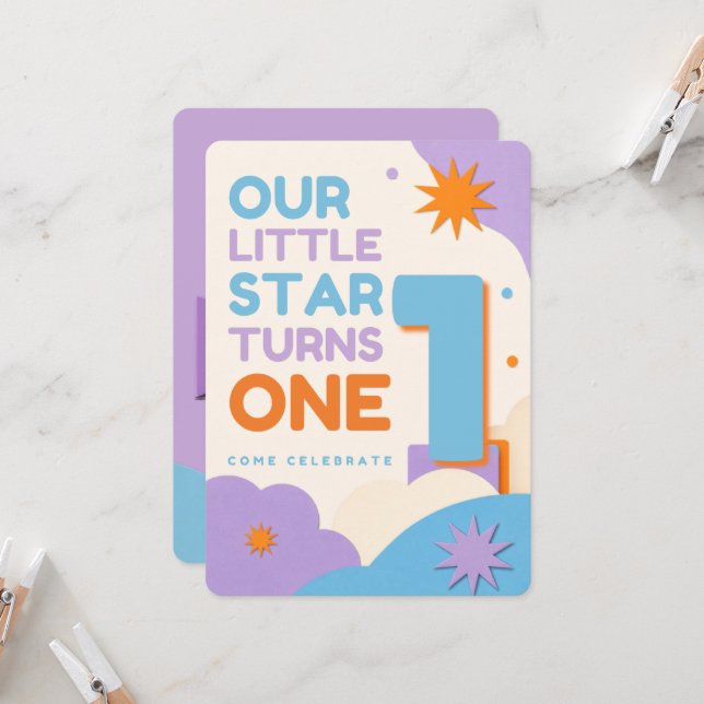 Invitation pour le 1er anniversaire (Devant/Arrière en situation)