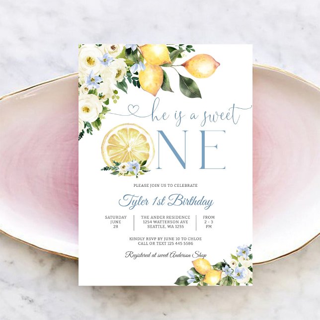 Invitation pour le 1er anniversaire au thème flora (Créateur téléchargé)