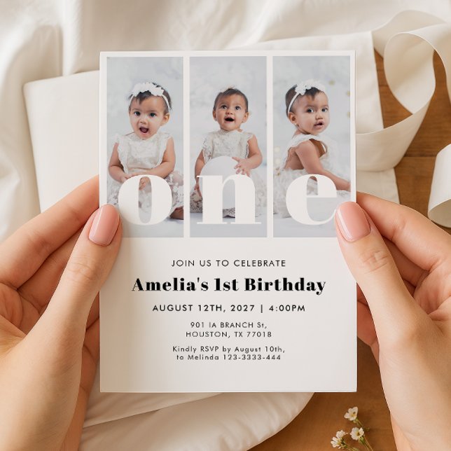 Invitation pour le 1er anniversaire avec photo (Créateur téléchargé)