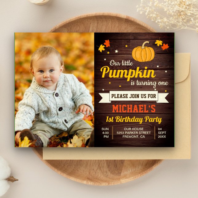 Invitation pour le 1er anniversaire avec une photo (Créateur téléchargé)