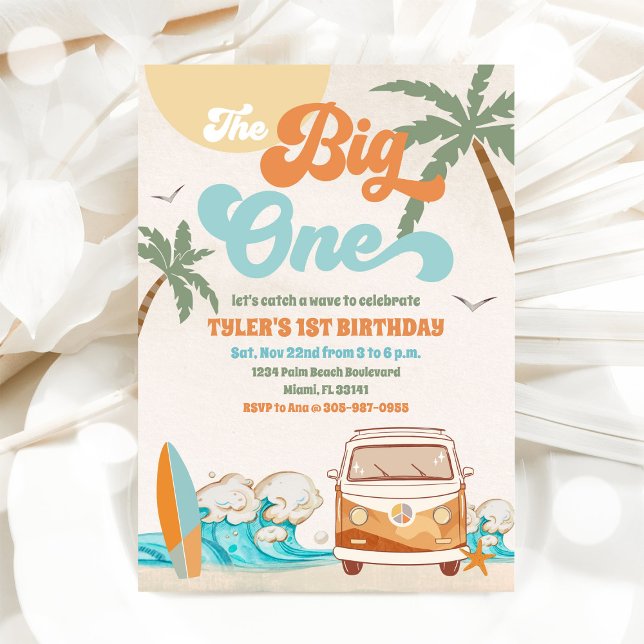 Invitation pour le 1er anniversaire Beach Surf (Créateur téléchargé)