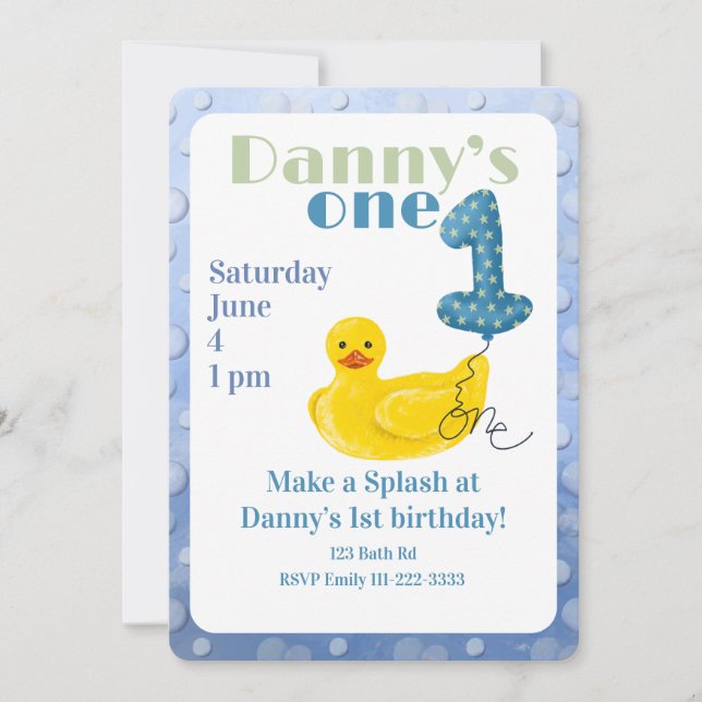 Invitation pour le 1er anniversaire Canard en Caou (Devant)