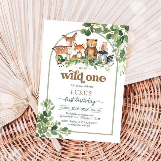 Invitation pour le 1er anniversaire d'animaux de l (Créateur téléchargé)