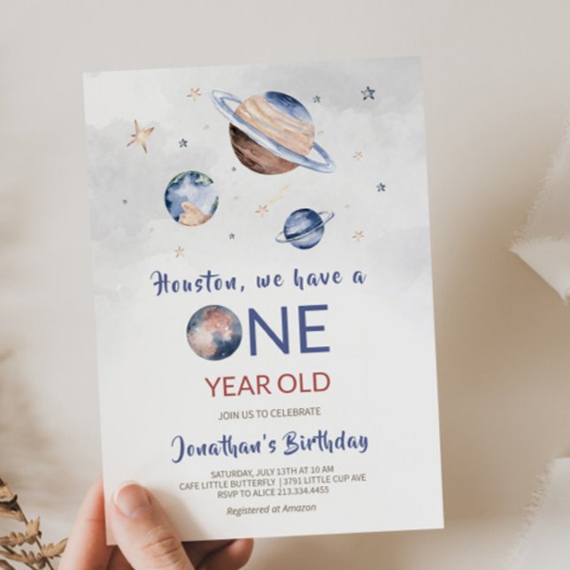 Invitation pour le 1er anniversaire dans l'espace (Créateur téléchargé)