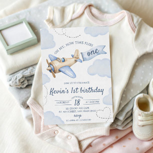 Invitation pour le 1er anniversaire d'avion vintag