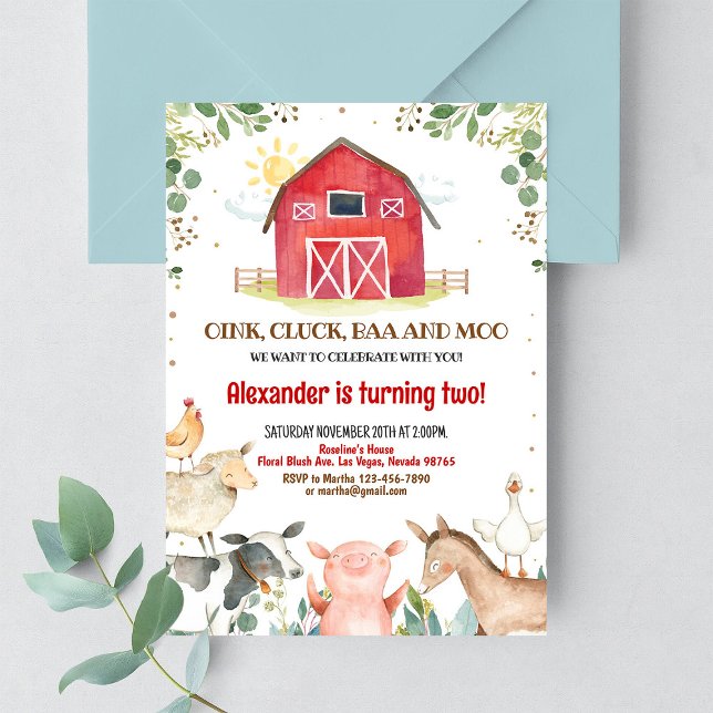 Invitation pour le 1er anniversaire de Barnyard Bo (Créateur téléchargé)