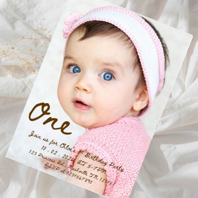 Invitation pour le 1er Anniversaire de Bébé Fille  (Créateur téléchargé)