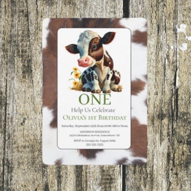  Invitation pour le 1er anniversaire de bébé vache ( 
Holy Cow Birthday Invitation | Cow Party)