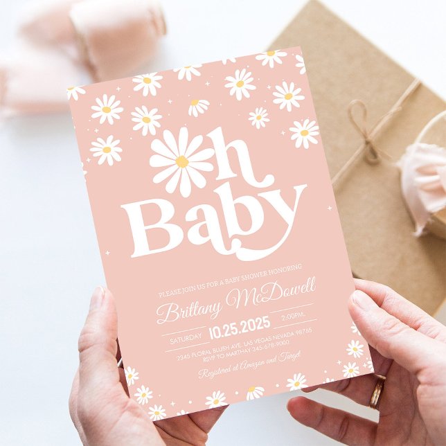 Invitation pour le 1er anniversaire de Boho Daisy  (Créateur téléchargé)