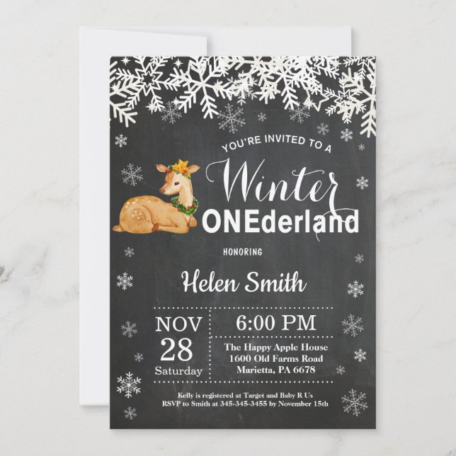 Invitation pour le 1er anniversaire de cerf de One (Devant)