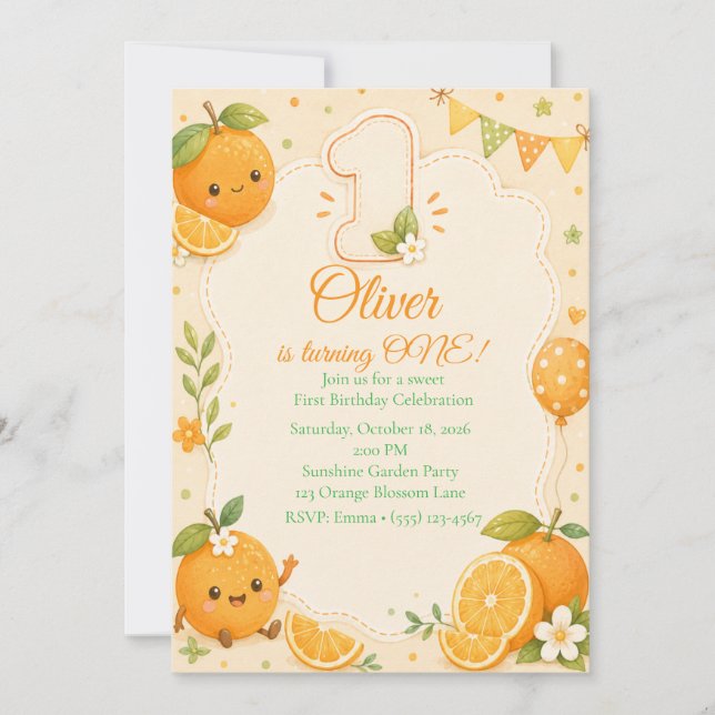 Invitation pour le 1er anniversaire de Cutie Littl (Devant)