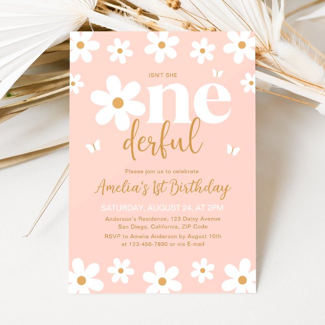 Invitation pour le 1er anniversaire de Daisy, n'es (Créateur téléchargé)