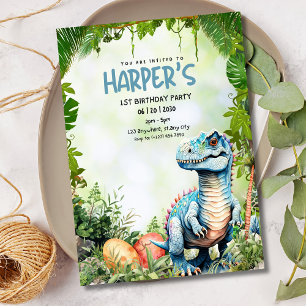 Invitation pour le 1er anniversaire de Dinosaure, 