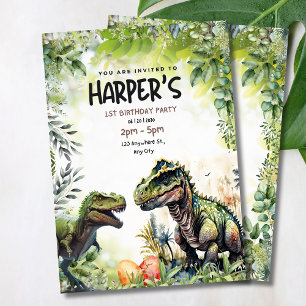 Invitation pour le 1er anniversaire de dinosaure, 