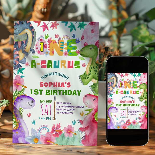 Invitation pour le 1er anniversaire de dinosaure d (Créateur téléchargé)