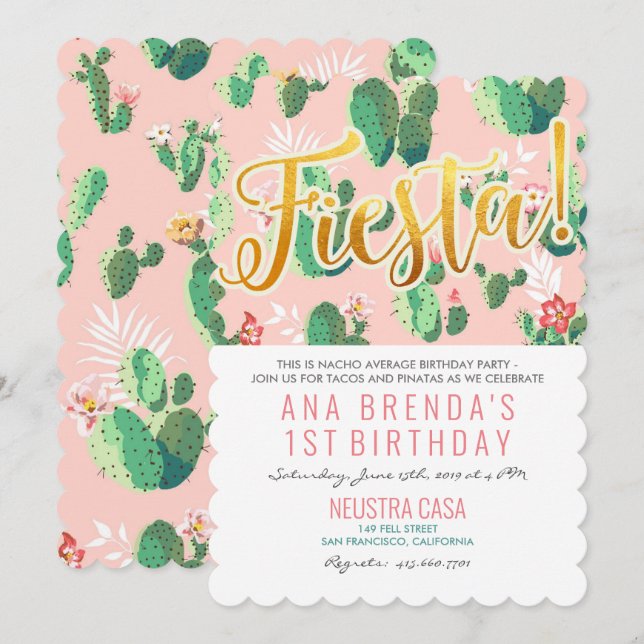 Invitation pour le 1er anniversaire de Fiesta Cact (Devant / Derrière)