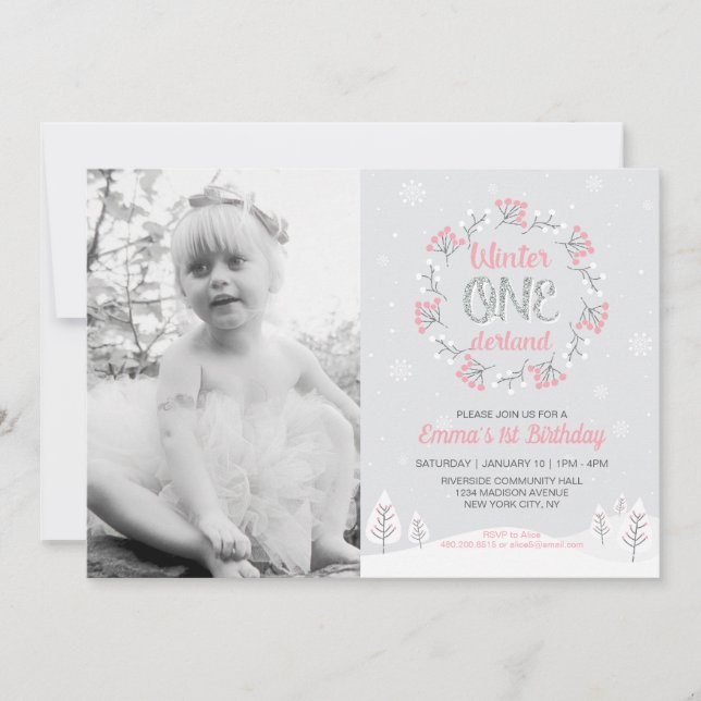 Invitation pour le 1er anniversaire de fille pour  (Devant)