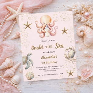 Invitation pour le 1er anniversaire de fille rose 