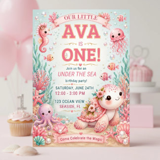 Invitation pour le 1er anniversaire de fille sous