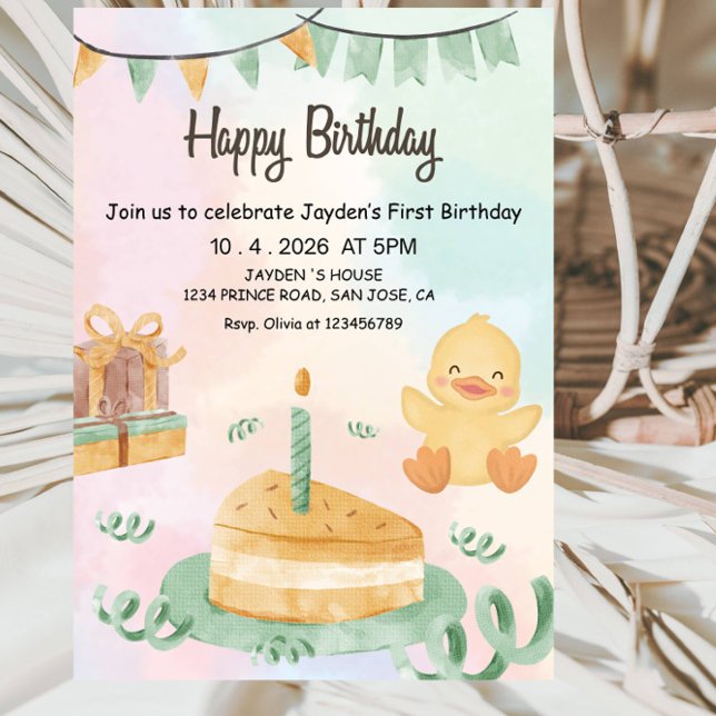 Invitation pour le 1er anniversaire de garçon - Mo (Créateur téléchargé)