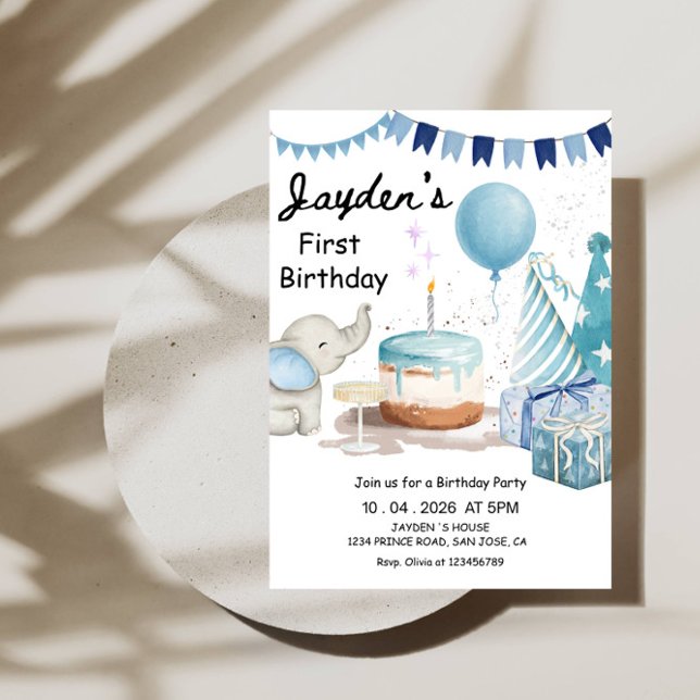 Invitation pour le 1er anniversaire de garçon - Mo (Créateur téléchargé)