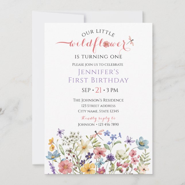 Invitation pour le 1er anniversaire de la fille au (Devant)