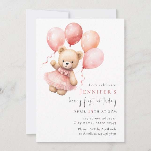 Invitation pour le 1er anniversaire de la fille au (Devant)