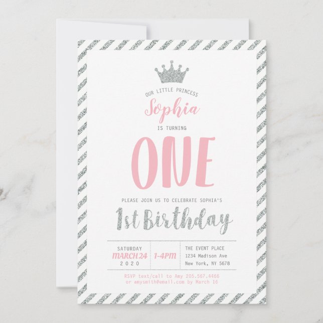 Invitation pour le 1er anniversaire de la Princess (Devant)