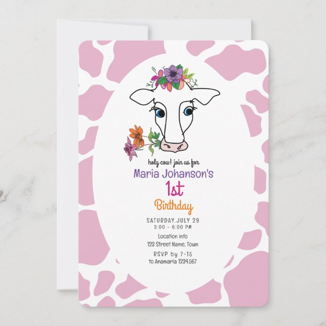 Invitation pour le 1er anniversaire de la vache ro (Devant)