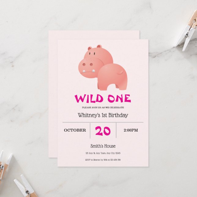 Invitation pour le 1er anniversaire de l'Hippo aff (Devant/Arrière en situation)