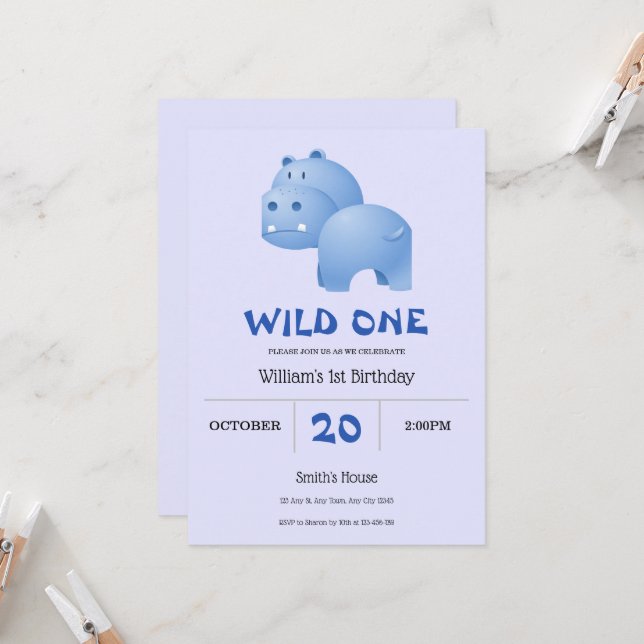 Invitation pour le 1er anniversaire de l'Hippopota (Devant/Arrière en situation)