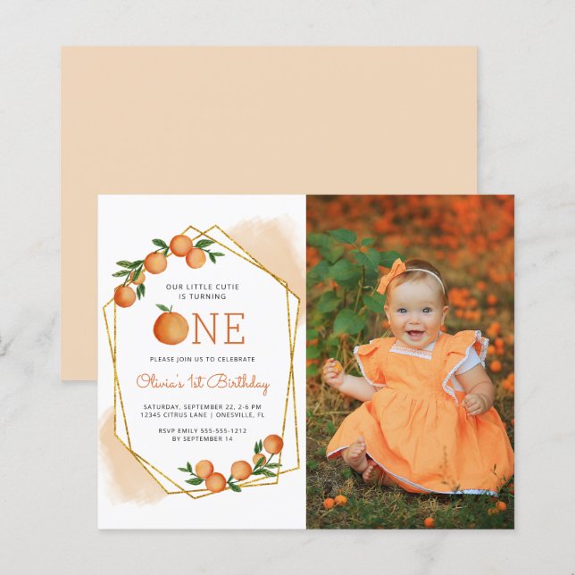 Invitation pour le 1er anniversaire de Little Cuti (Devant / Derrière)